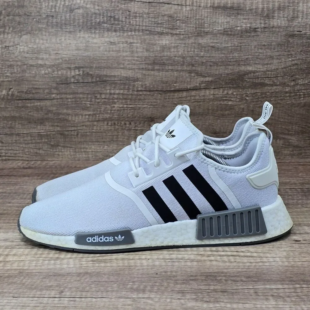 Adidas NMD_R1 Primeblue Men's Sz 12 White Black Gray Running Shoes (GZ9261) READ
